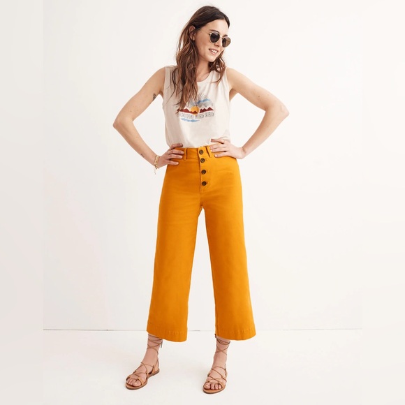 Madewell Pants - Madewell Wide-Leg Crop Pants: Button-Front Edition